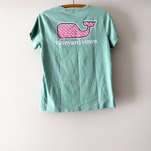 Vineyard Vines Mint Green Tee with Pink Whale Logo